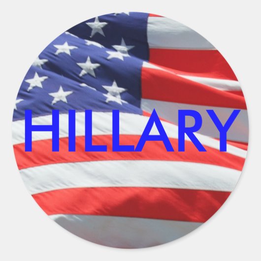 Hillary Running for President, Amerikaanse vlag Ronde Sticker (Voorkant)