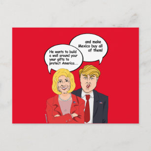 Hillary versus Trump Birthday Kaart - Een muur om