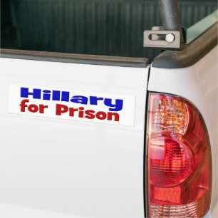 Hillary voor gevangenisrood en blauw bumpersticker
