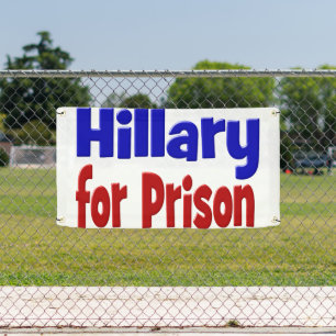 Hillary voor gevangenisrood en blauw spandoek