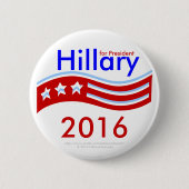 Hillary voor President 3-sterren Vlag 2016 Button (Voorkant)