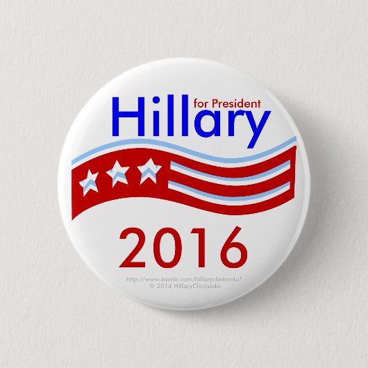 Hillary voor President 3-sterren Vlag 2016 Button (Voorkant)