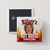 Hillary's Hot Sauce Funny Clinton Political Parody Vierkante Button 5,1 Cm (Voorkant /achterkant)
