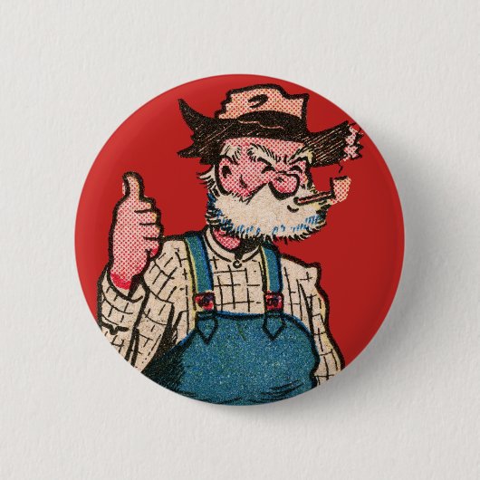 Hillbilly Farmer Thumbs-Up! Ronde Button 5,7 Cm (Voorkant)