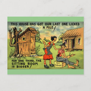 Hillbilly Outhouse Funny Comic art Briefkaart