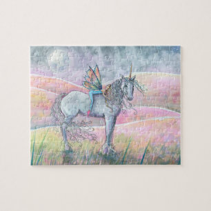 Hills of Enchantment Eenhoorn en Fee Fantasie Kuns Legpuzzel
