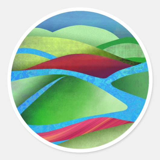 Hills on Ice Ronde Sticker (Voorkant)