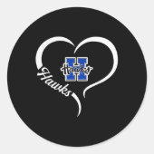 Hillsboro Hawks Logo Half Heart Slogan HS Ronde Sticker (Voorkant)