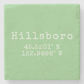 Hillsboro Oregon Latitude Longitude Stenen Onderzetter (Voorkant)