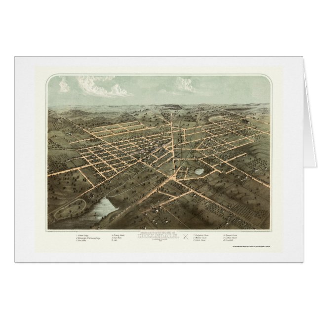 Hillsdale, carte panoramique de MI - 1866 (Devant horizontal)