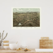 Hillsdale, MI Panorama Map - 1866 Poster (Keuken)