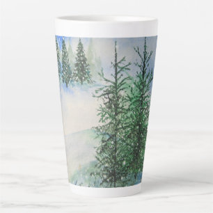 Hillside Evergreens en Sneeuw Latte Mok