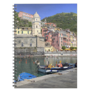 Hillside stad Vernazza, Cinque Terre, Liguria Notitieboek