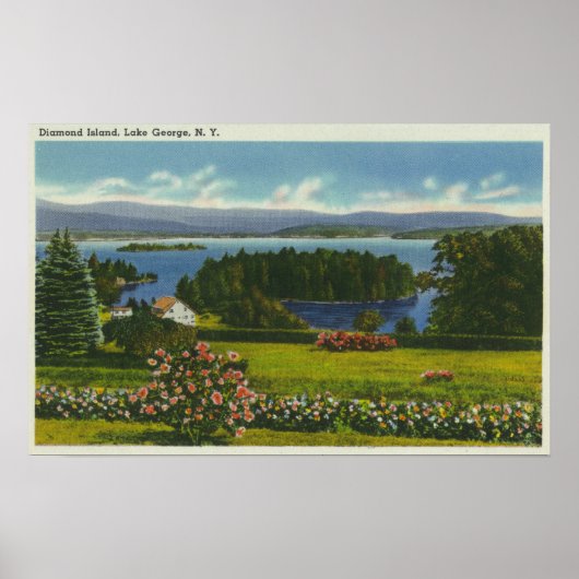 Hillside-Uitzicht van Diamond Island en Lake Poster (Voorkant)