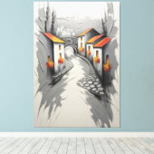Hillside Village Pathway Canvas Afdruk (Insitu (Houten vloer))