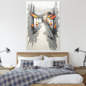 Hillside Village Pathway Canvas Afdruk (Insitu (Slaapkamer))