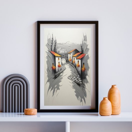 Hillside Village Pathway Poster