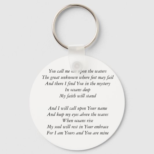 Hillsong United - Oceans lyrics Inspirerend Key Sleutelhanger (Voorkant)