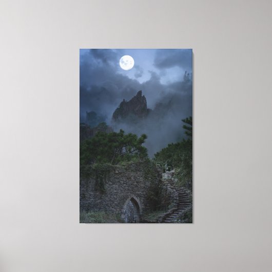 Hilltop full Moon Fantasy Ruined Castle Canvas Afdruk (Voorkant)