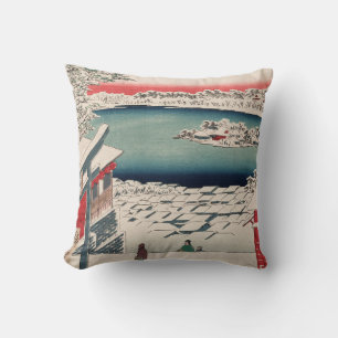 Hilltop Snow Uitzicht  Ukiyo-e Japanse kunst Kussen