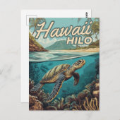 Hilo Hawaii Big Island Retro Tropische Kust Briefkaart (Voorkant / Achterkant)