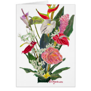 Hilo Hawaii Tropical Flowers Waterverf Print Kaart