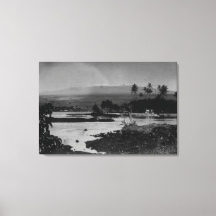 Hilo, Hawaii - Uitzicht van de stadfoto Canvas Afdruk
