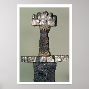 Hilt of a Viking sword gevonden in Hedeby, Denemar Poster