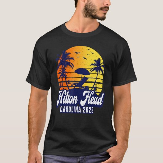 Hilton Head 2023 Carolina Sunset Beach Retro T-shirt (Voorkant)