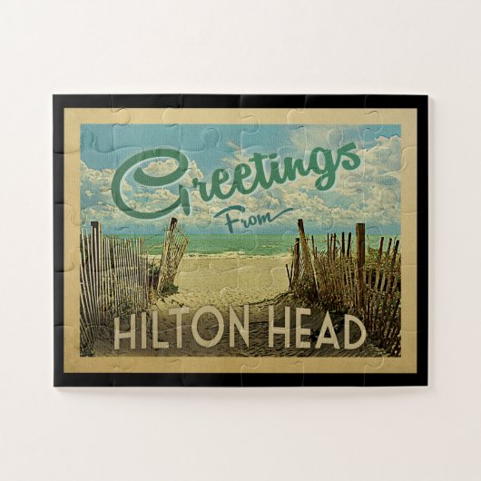 Hilton Head Beach Vintage Travel Legpuzzel (Horizontaal)