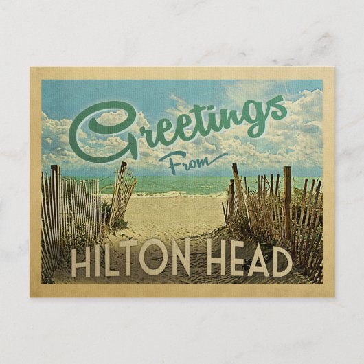 Hilton Head Briefkaart Beach Vintage Travel (Voorkant)