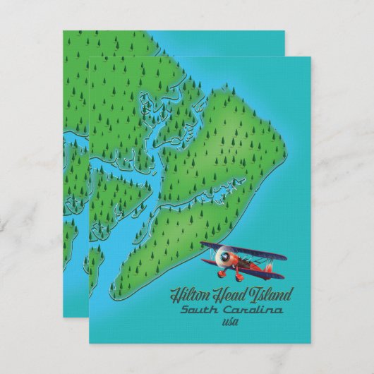 Hilton Head-eiland South Carolina Map (Voorkant / Achterkant)