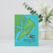 Hilton Head-eiland South Carolina Map Briefkaart (Staand voorkant)