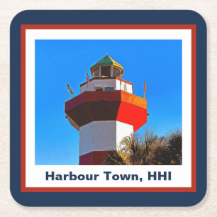 Hilton Head Island Harbor Town Lighthouse Vierkante Kartonnen Onderzetter