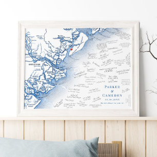 Hilton Head Island Map Mariage Poster du livre d'o