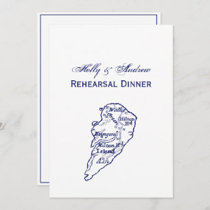 Hilton Head Island SC Carte Vintage Marine Blue