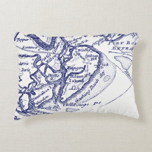 Hilton Head Island SC Map Navy Blue Accent Kussen