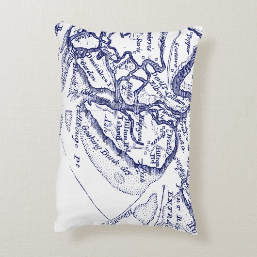 Hilton Head Island SC Map Navy Blue Accent Kussen (Achterkant (Verticaal))