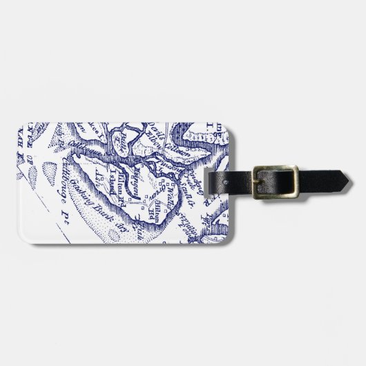Hilton Head Island SC Map Navy Blue Bagagelabel (Voorkant horizontaal)
