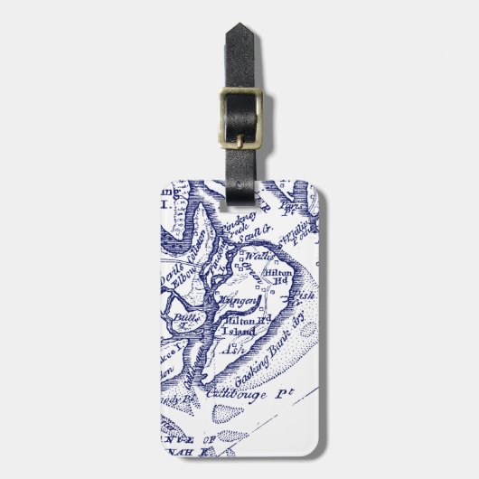 Hilton Head Island SC  Map Navy Blue Bagagelabel (Voorkant verticaal)