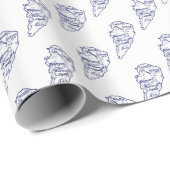 Hilton Head Island SC  Map Navy Blue Cadeaupapier (Rol Hoek)