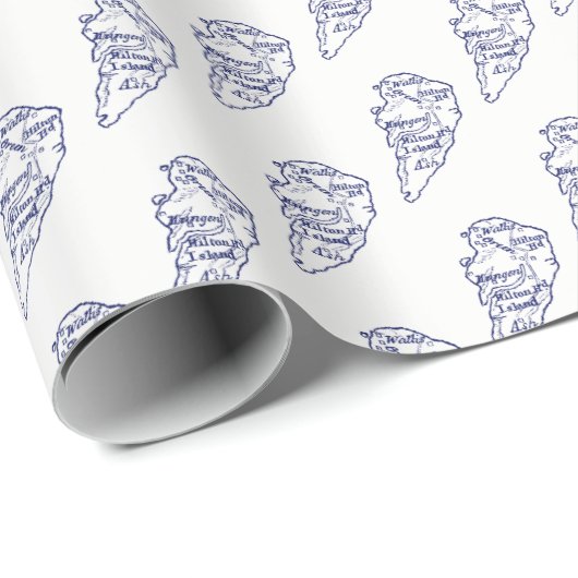 Hilton Head Island SC Map Navy Blue Cadeaupapier (Rol Hoek)