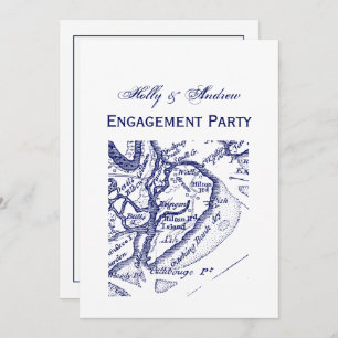 Hilton Head Island SC  Map Navy Blue Kaart