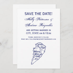 Hilton Head Island SC  Map Navy Blue Kaart