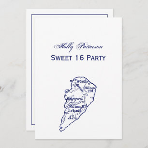 Hilton Head Island SC  Map Navy Blue Kaart