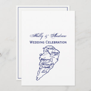 Hilton Head Island SC  Map Navy Blue Kaart