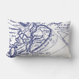Hilton Head Island SC Map Navy Blue Kussen