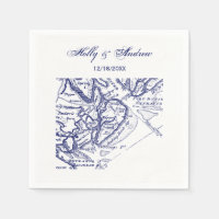 Hilton Head Island SC  Map Navy Blue
