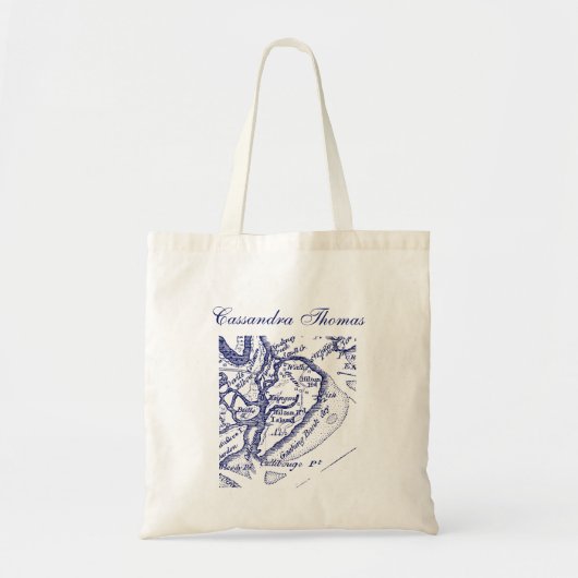 Hilton Head Island SC Map Navy Blue Tote Bag (Voorkant)