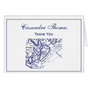 Hilton Head Island SC Vintage Map #2 Navy Blue